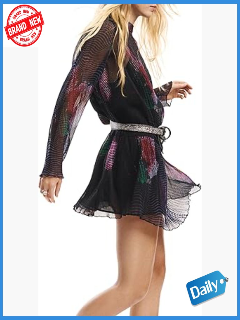 Long Sleeve Midi Chevron Dress With Button Front